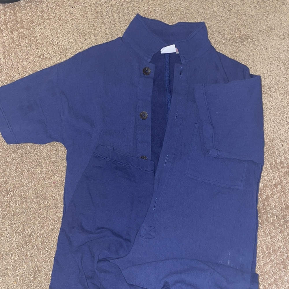 Linen navy blue jumpsuit